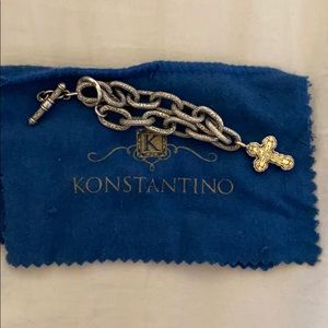 Konstantino two-tone bracelet with cross charm.